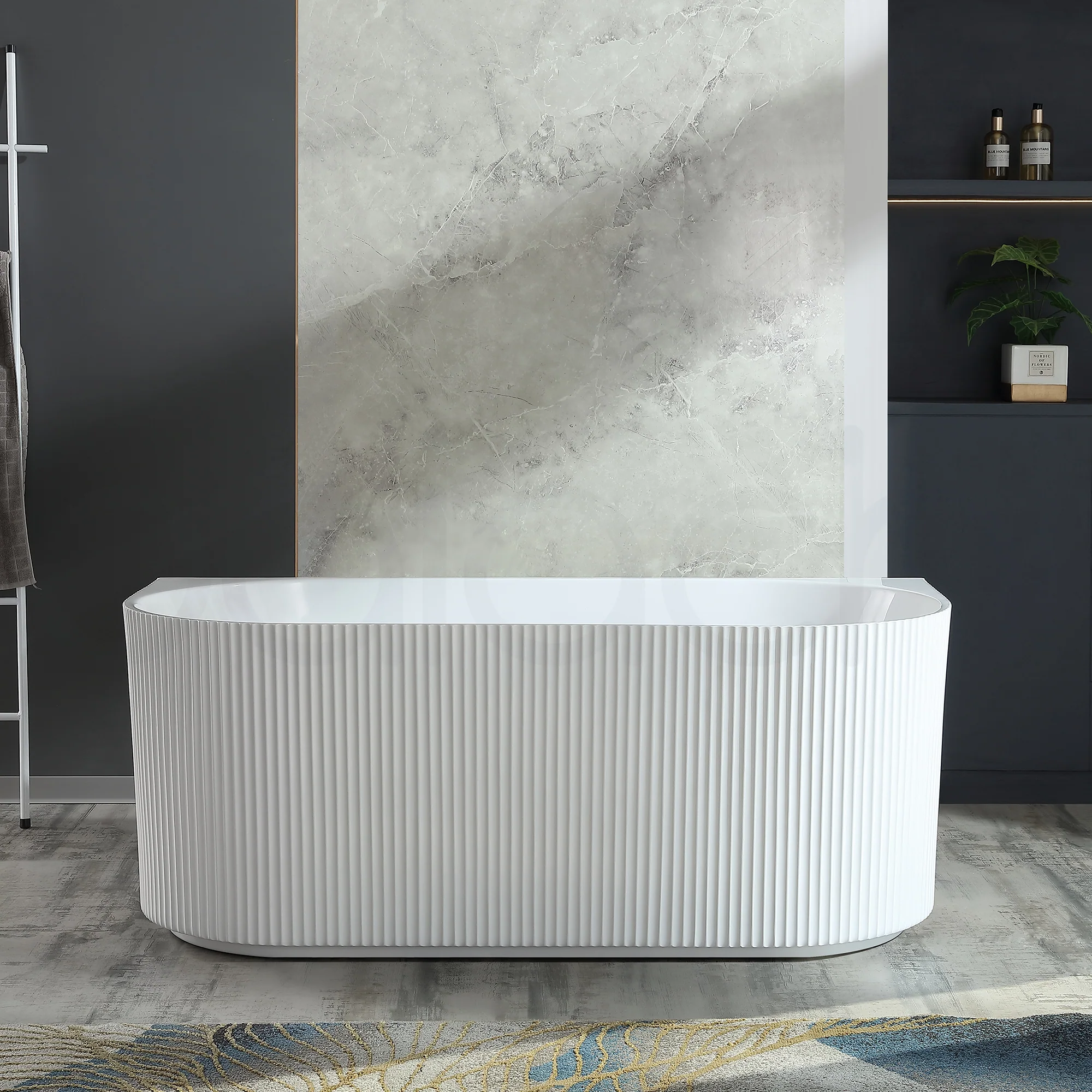 Baiachi Clara 1500 Fluted Back To Wall Freestanding Bath MK2 - Image 4