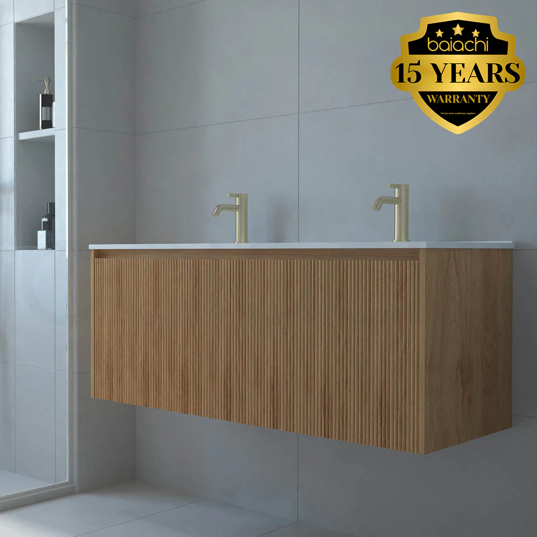 Baiachi Clermont 1200 Fluted Timber Bathroom Vanity Wall Hung Cabinet