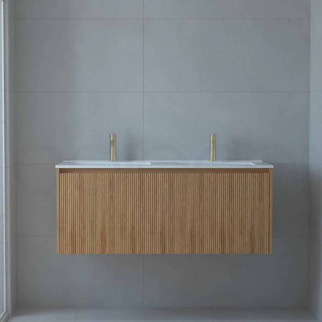 Baiachi Clermont 1200 Fluted Timber Bathroom Vanity Wall Hung Cabinet - Image 2