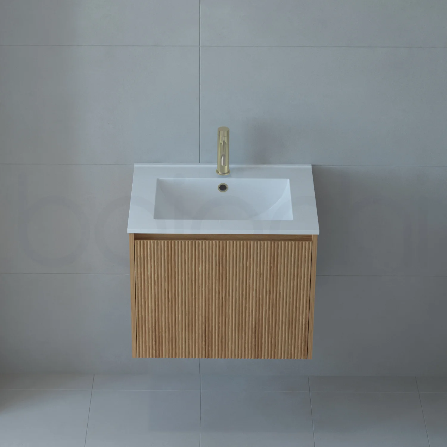Baiachi Clermont 600 Fluted Timber Bathroom Vanity Wall Hung Cabinet - Image 3