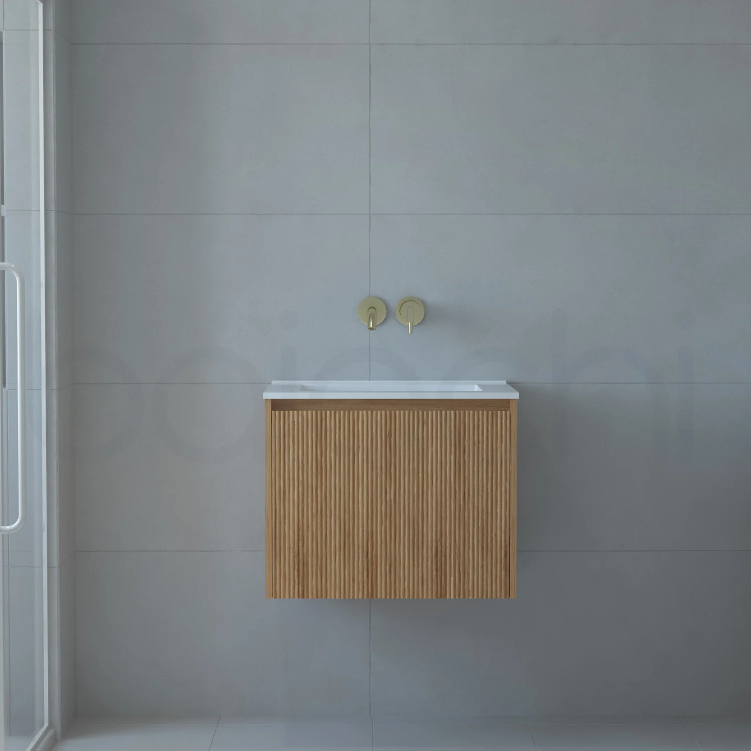 Baiachi Clermont 600 Fluted Timber Bathroom Vanity Wall Hung Ceramic Basin - Image 2