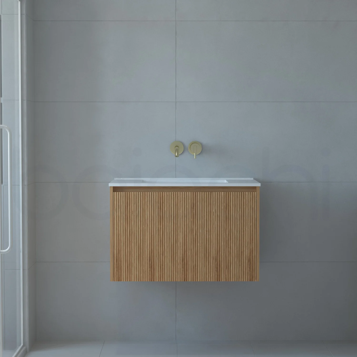 Baiachi Clermont 750 Fluted Timber Bathroom Vanity Wall Hung Ceramic Basin - Image 2