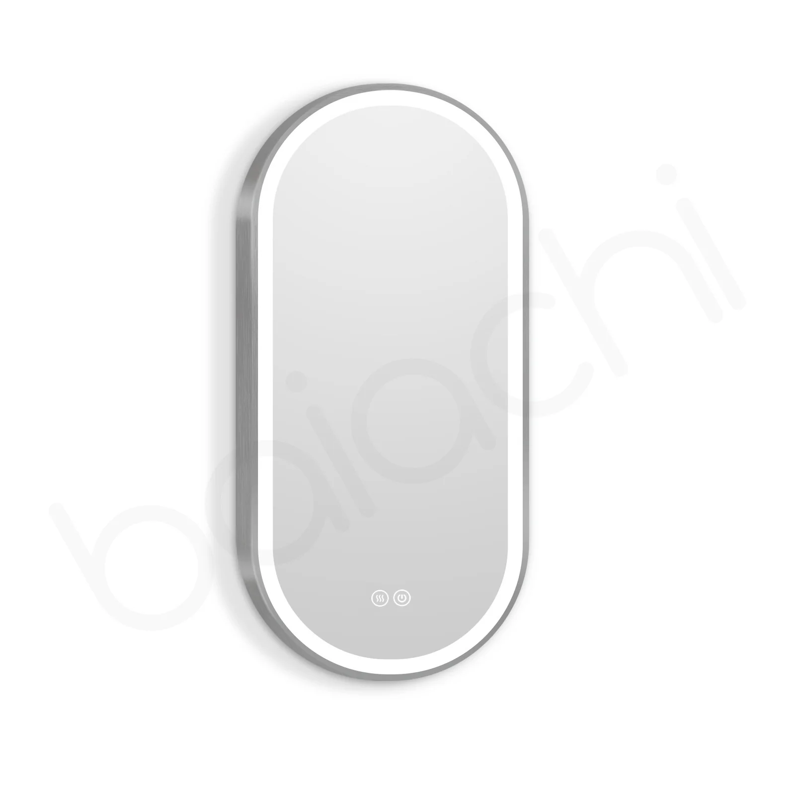 Baiachi Cora LED Oval 450mmx900mm Frame Mirror Brushed Silver - Image 2
