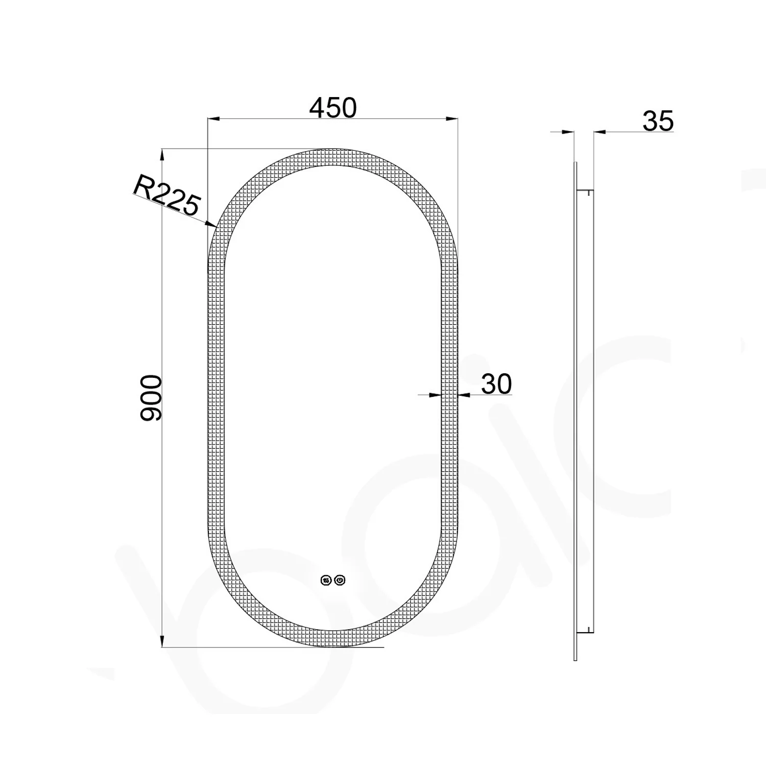 Baiachi Cora LED Oval 450mmx900mm Frameless Mirror - Image 6