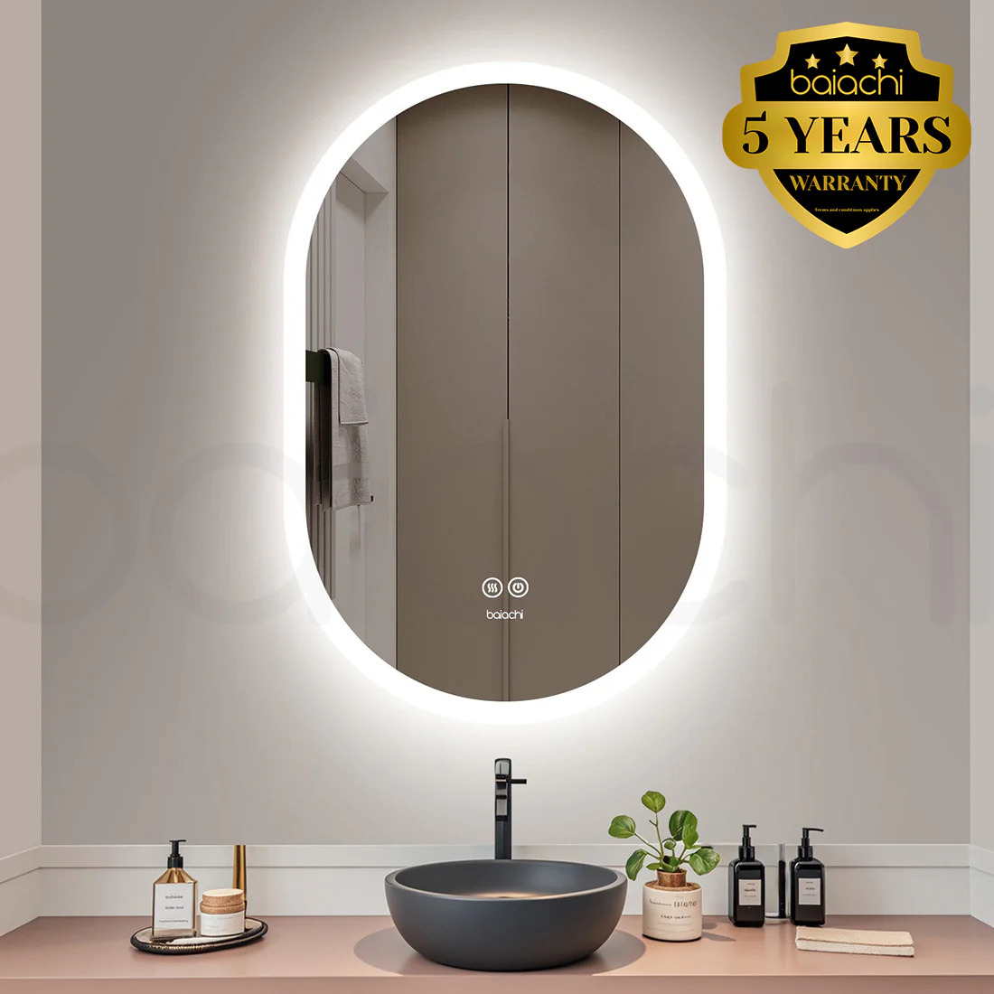 Baiachi Cora LED Oval 600mmx900mm Frameless Mirror