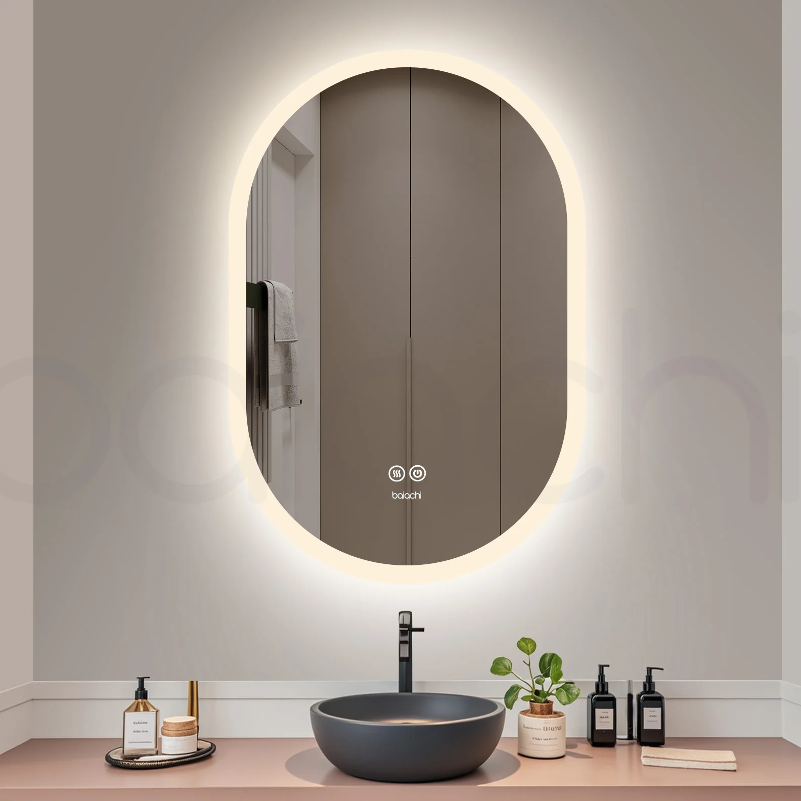 Baiachi Cora LED Oval 600mmx900mm Frameless Mirror - Image 2