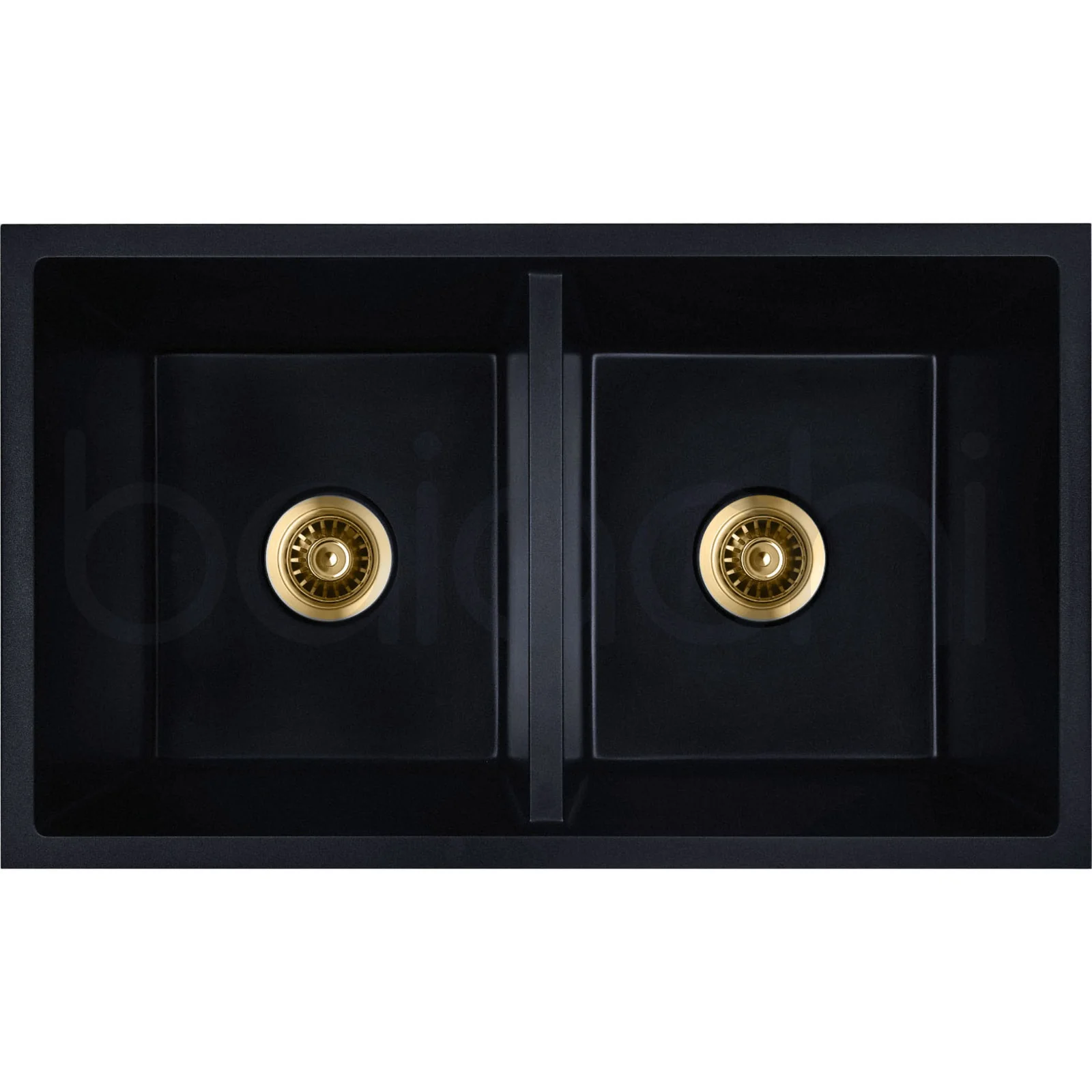 Baiachi 770 x 450 Double Bowl Granite Kitchen Sink Black with Black Waste - Image 8