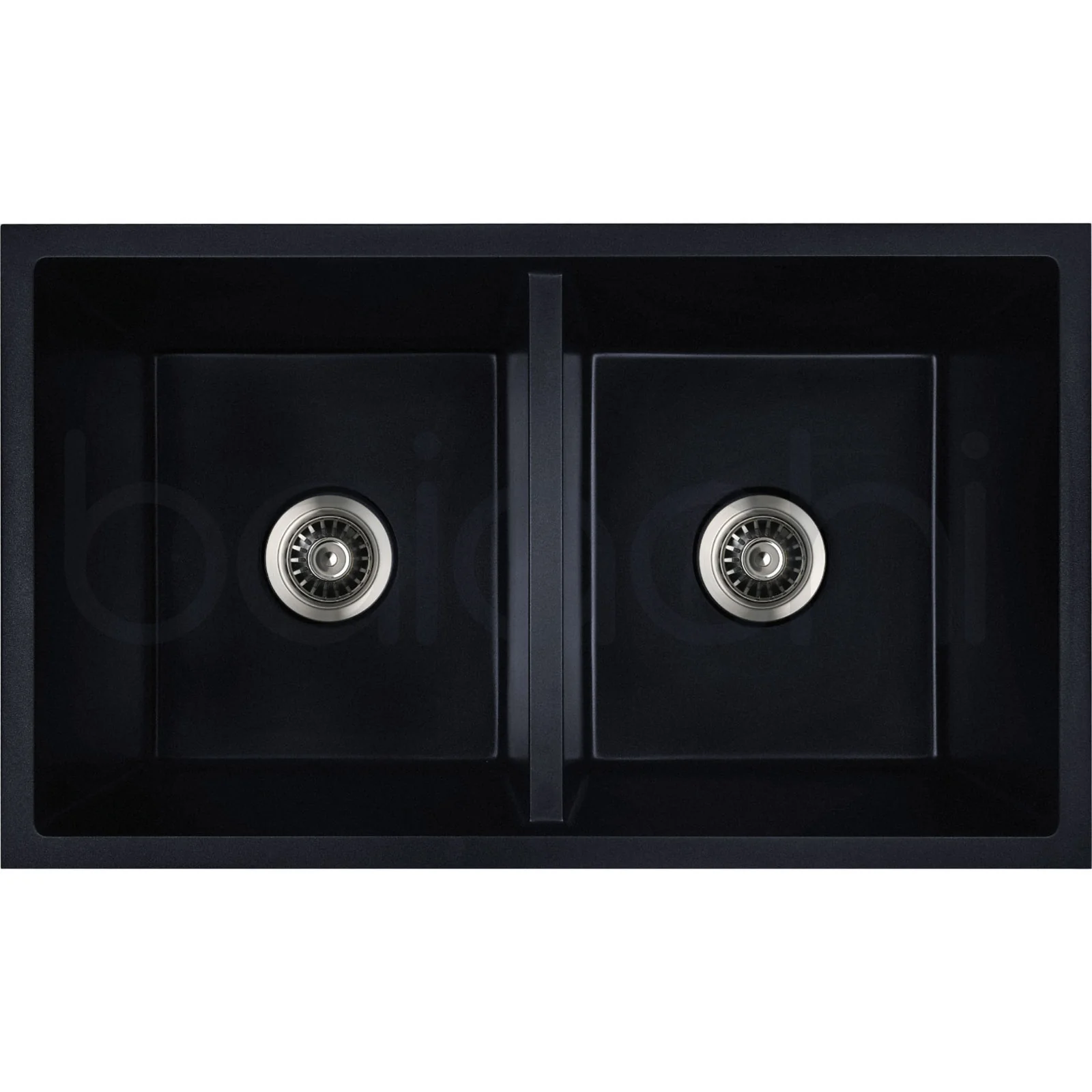 Baiachi 770 x 450 Double Bowl Granite Kitchen Sink Black with Brushed Gold Waste - Image 7