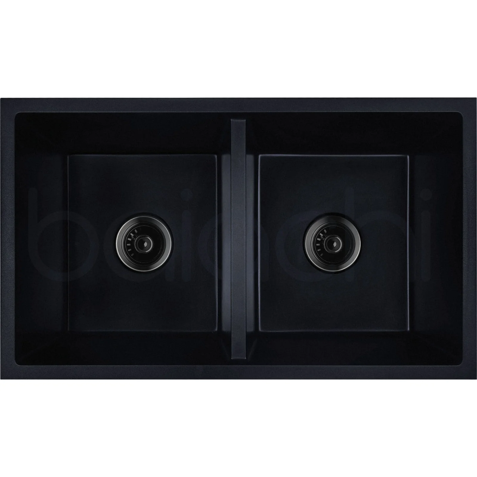 Baiachi 770 x 450 Double Bowl Granite Kitchen Sink Black with Gun metal Waste - Image 9