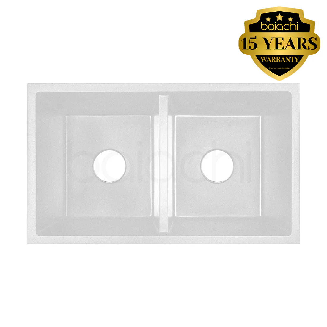 Baiachi 770 x 450 Double Bowl Granite Kitchen Sink White - Image 6
