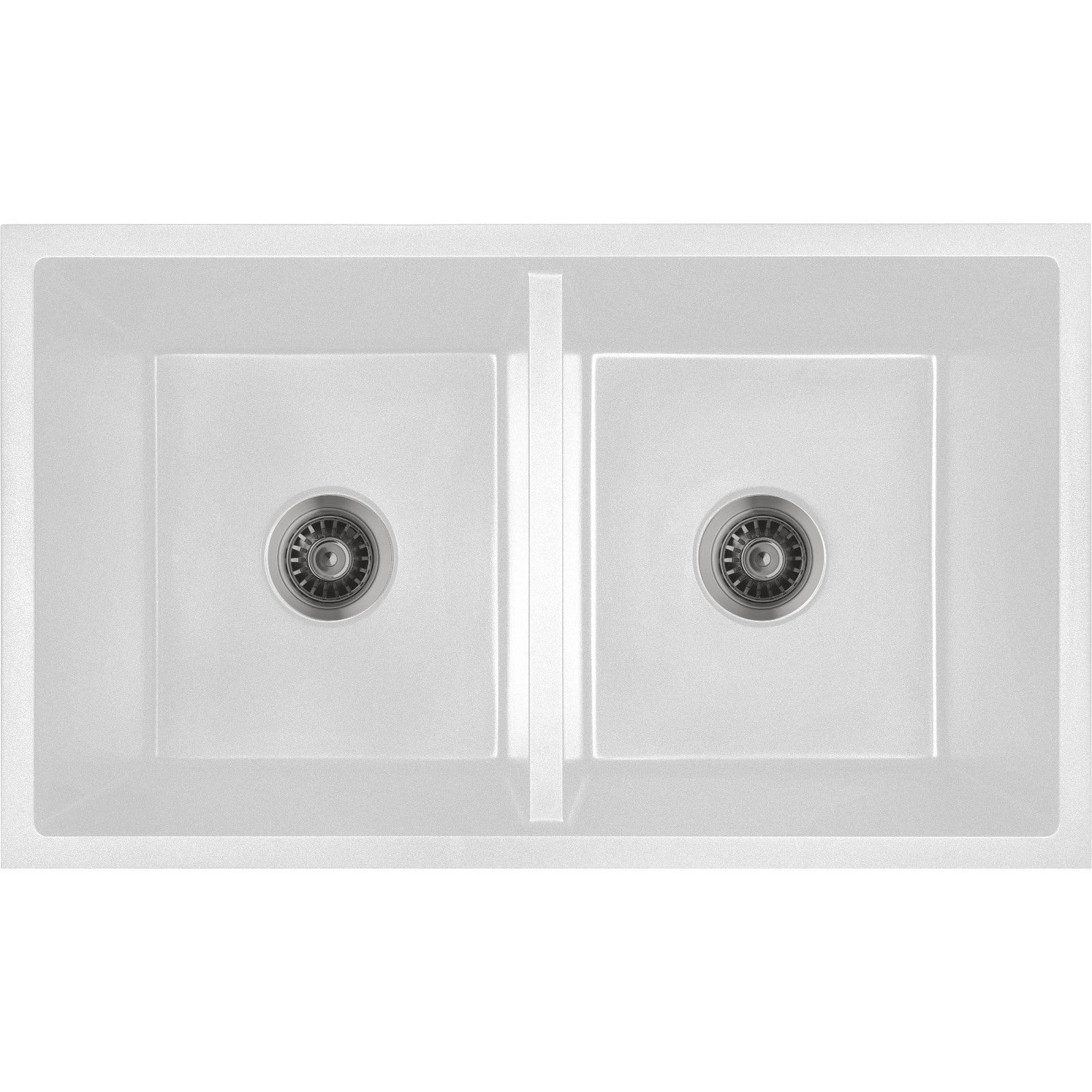 Baiachi 770 x 450 Double Bowl Granite Kitchen Sink White with Gun metal Waste - Image 10