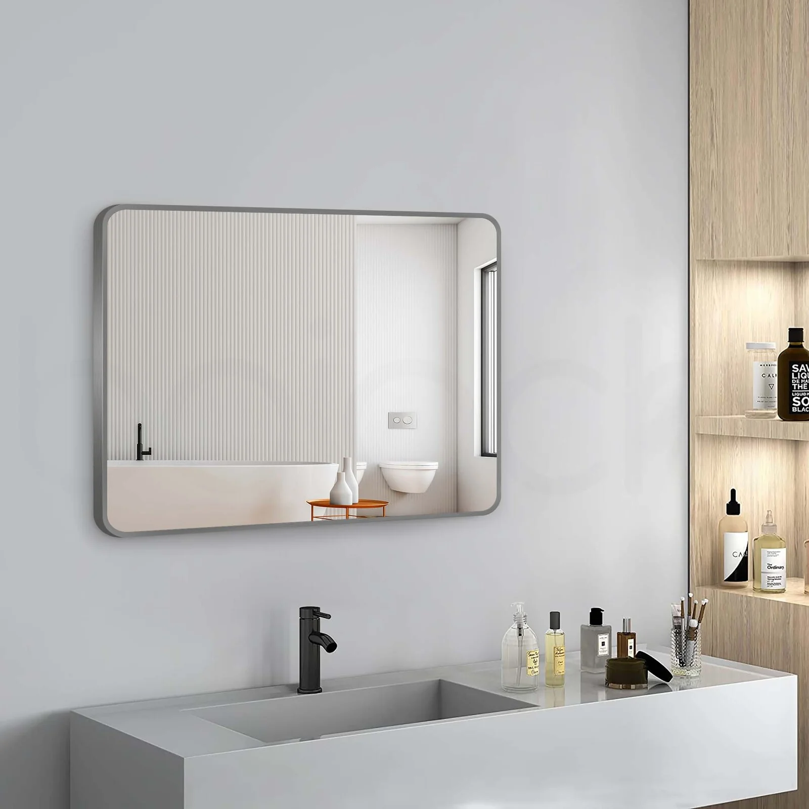 Baiachi Eden Rectangle 900mmx750mm Frame Mirror Gun Metal - Image 3