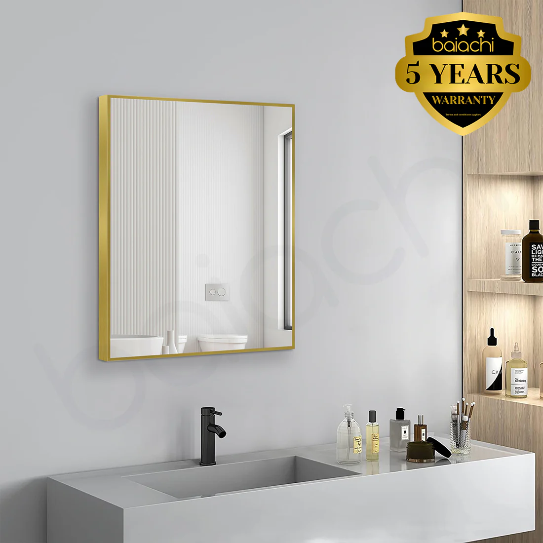 Baiachi Eden Square 600mmx750mm Frame Mirror Brushed Gold
