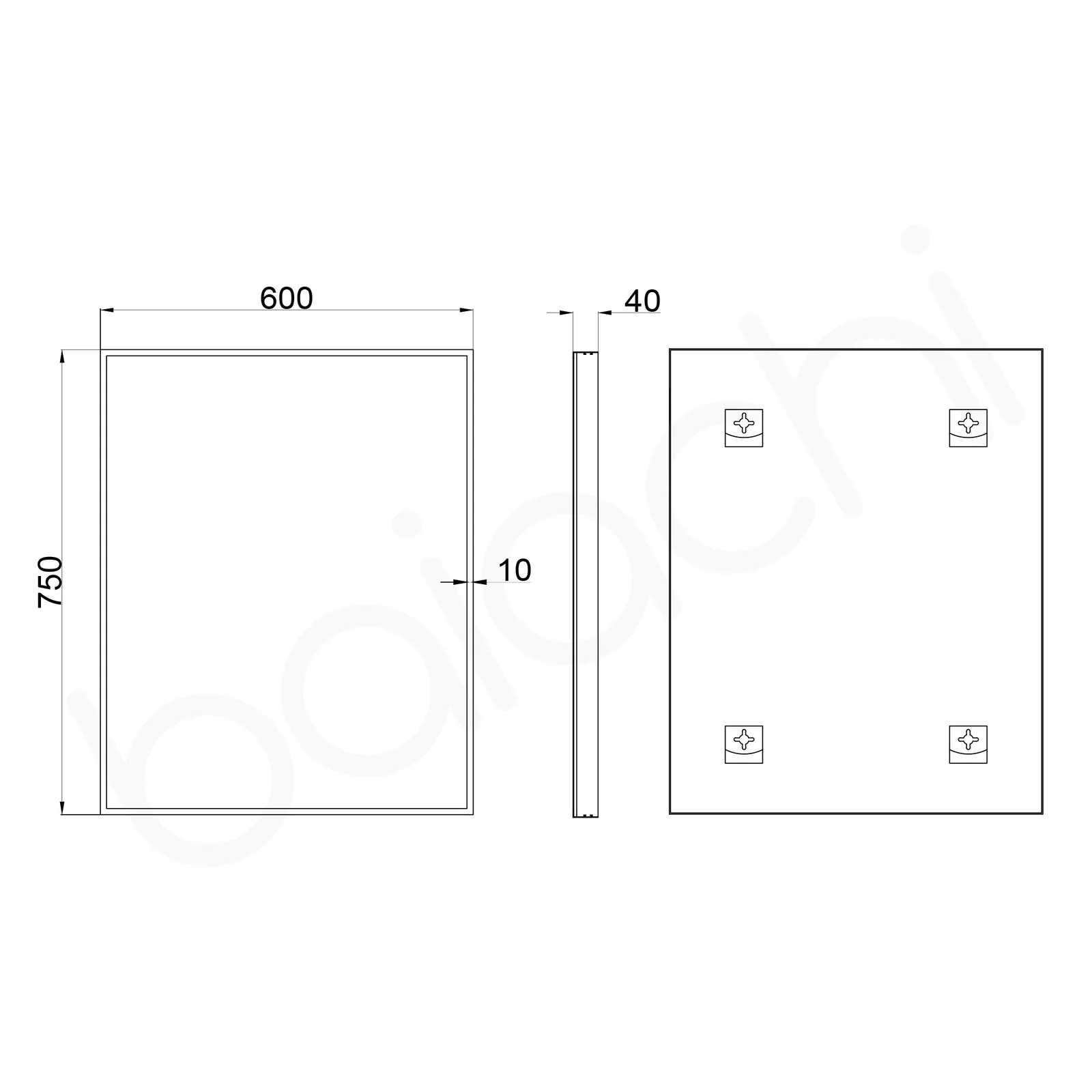 Baiachi Eden Square 600mmx750mm Frame Mirror Brushed Gold - Image 3