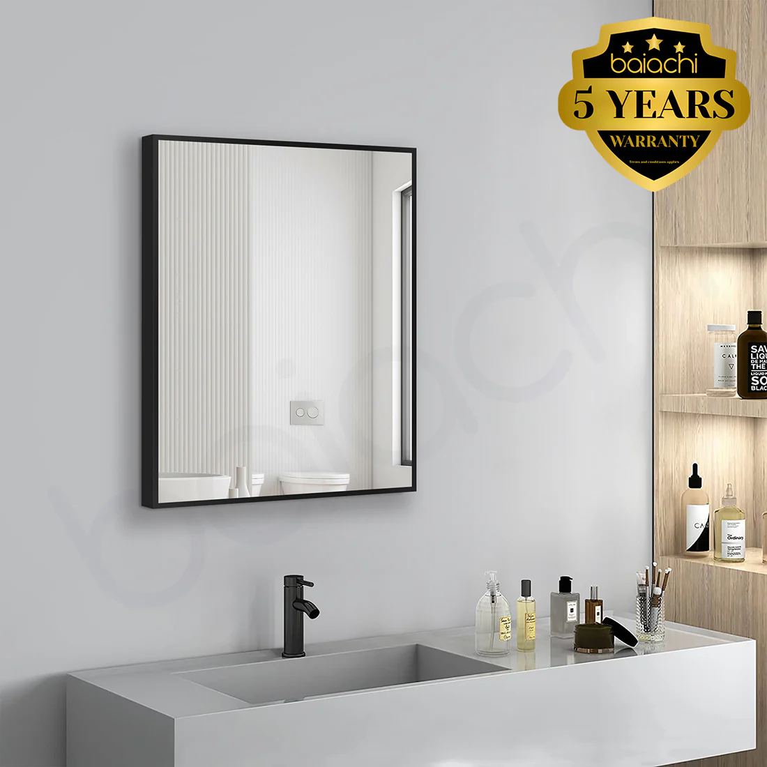 Baiachi Eden Square 600mmx750mm Frame Mirror Matte Black