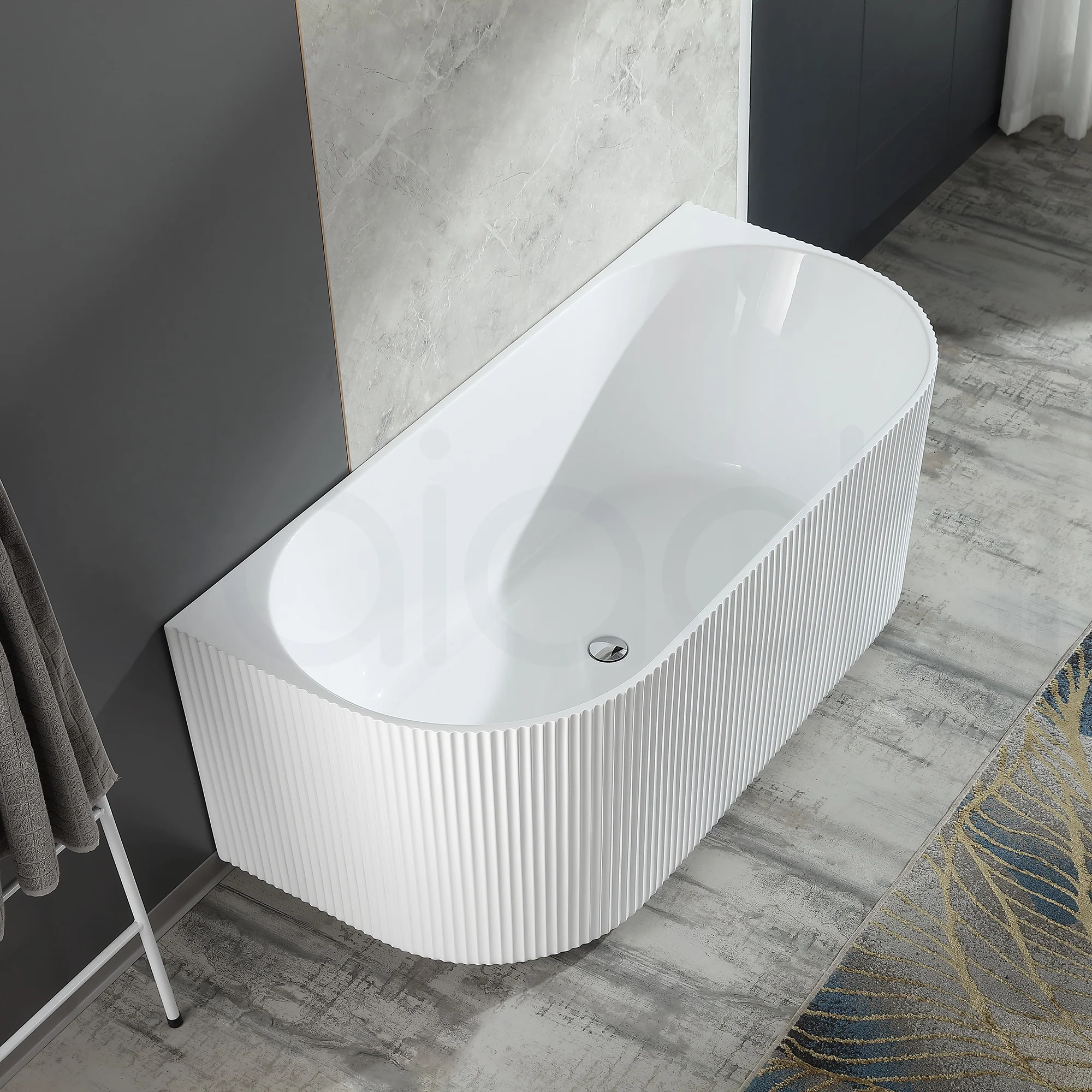 Baiachi Clara 1700 Fluted Back To Wall Freestanding Bath MK2 - Image 5
