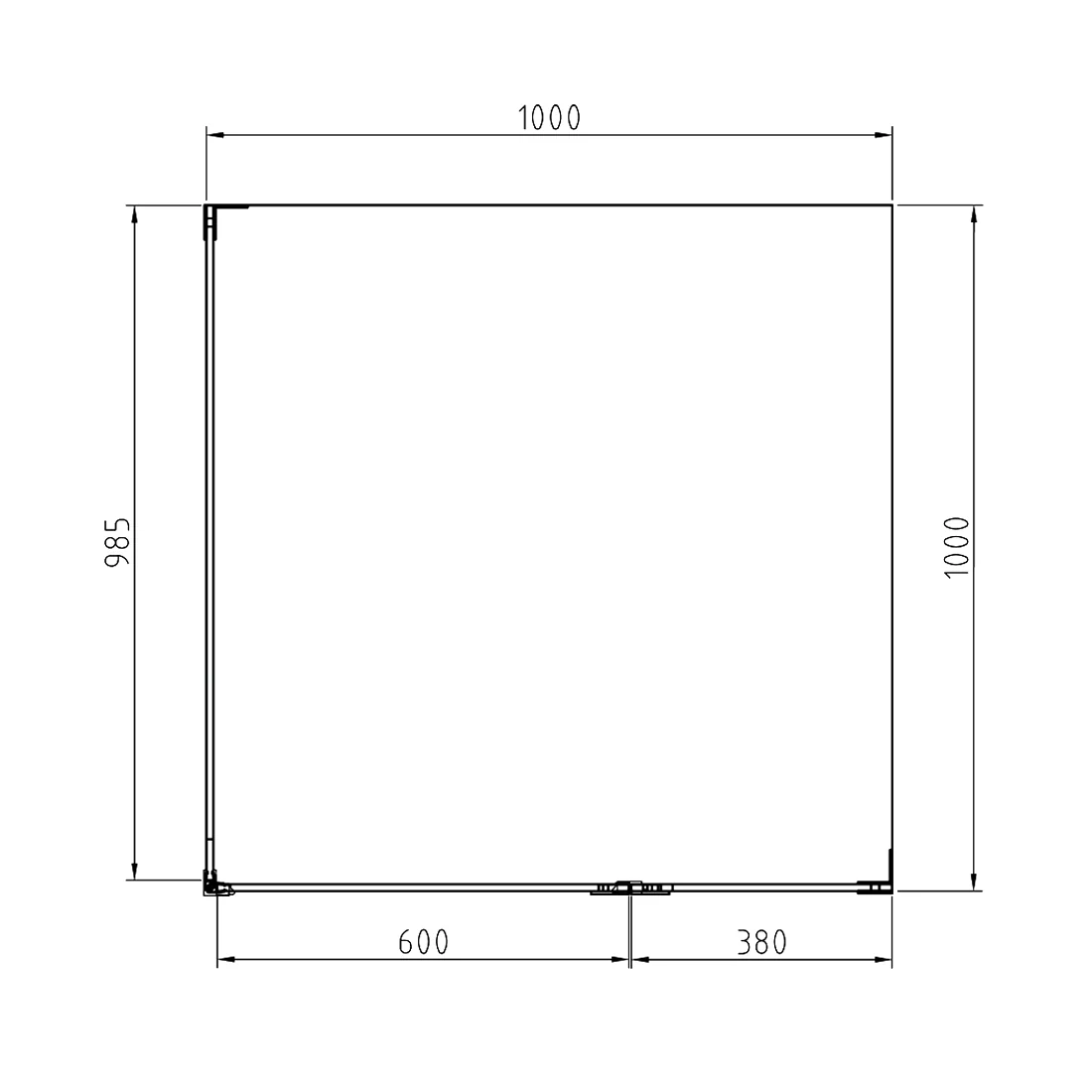 Frameless Shower Screen 1000x1000mm Square Chrome - Image 3