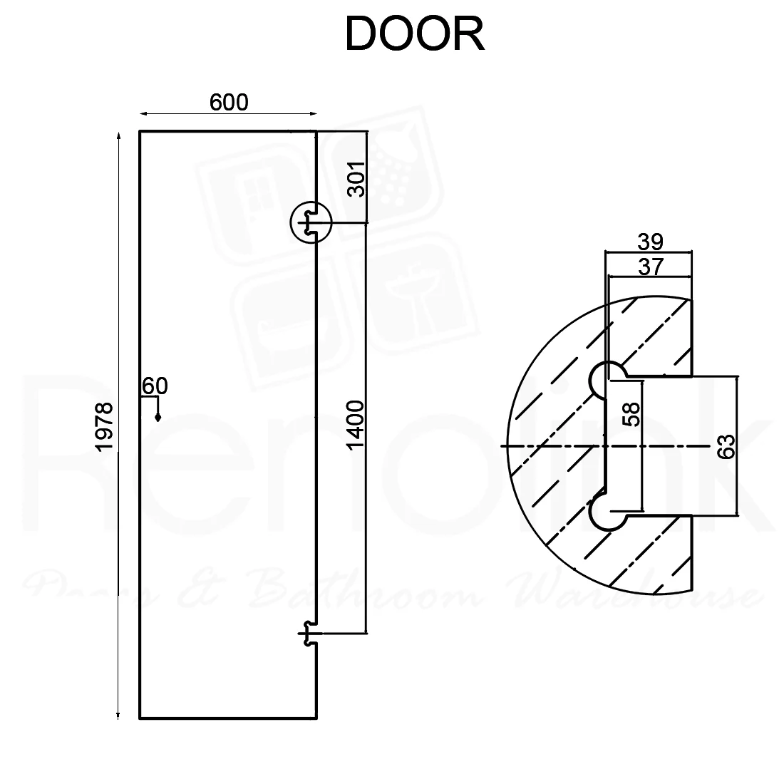 Frameless Shower Screen 1000x1000mm Square Chrome - Image 5