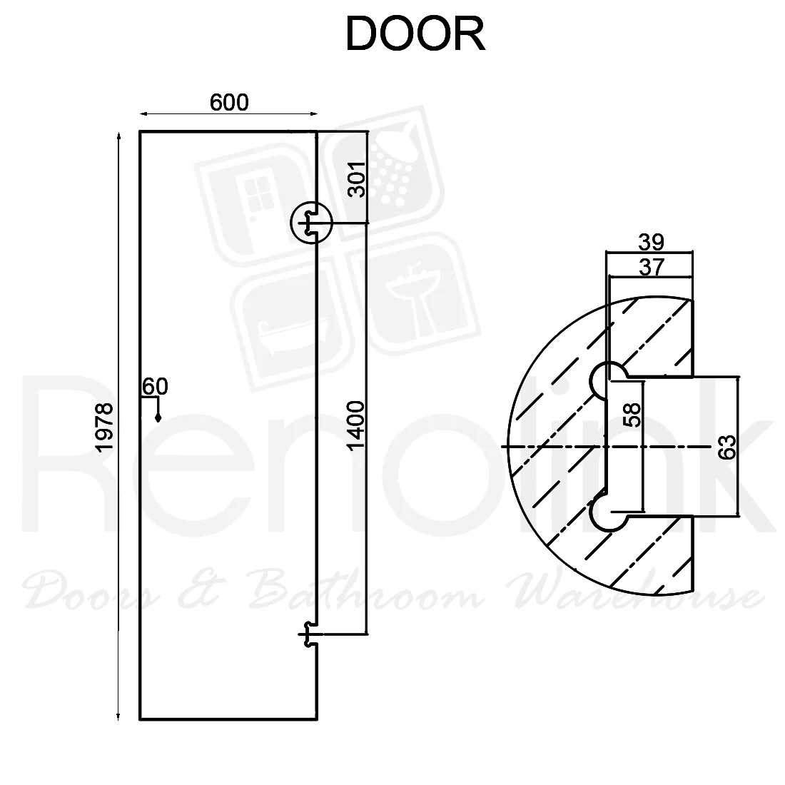 Frameless Shower Screen 900x900mm Diamond Matte Black - Image 5