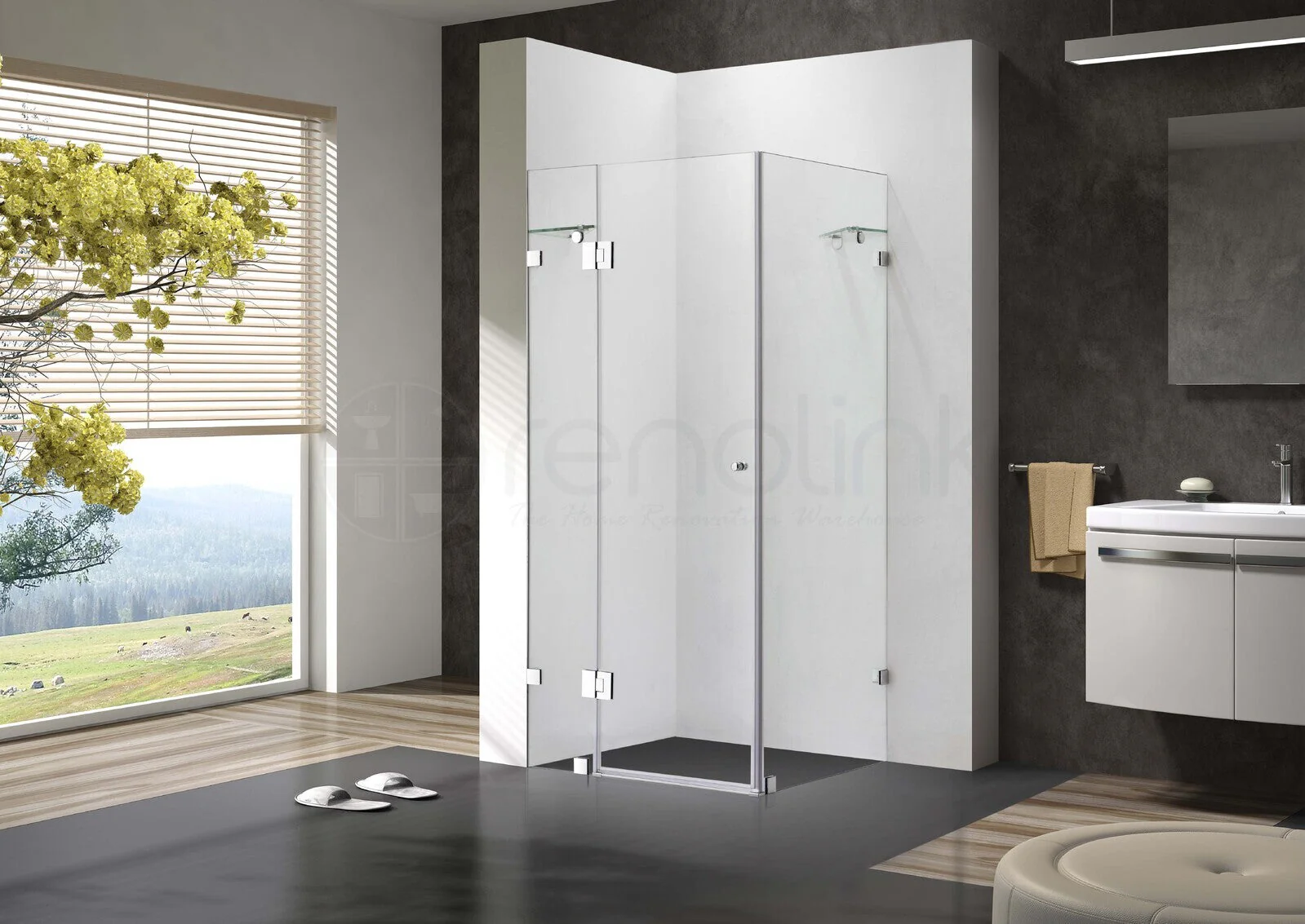 Frameless Shower Screen 900x900mm Square Brushed Nickel - Image 7