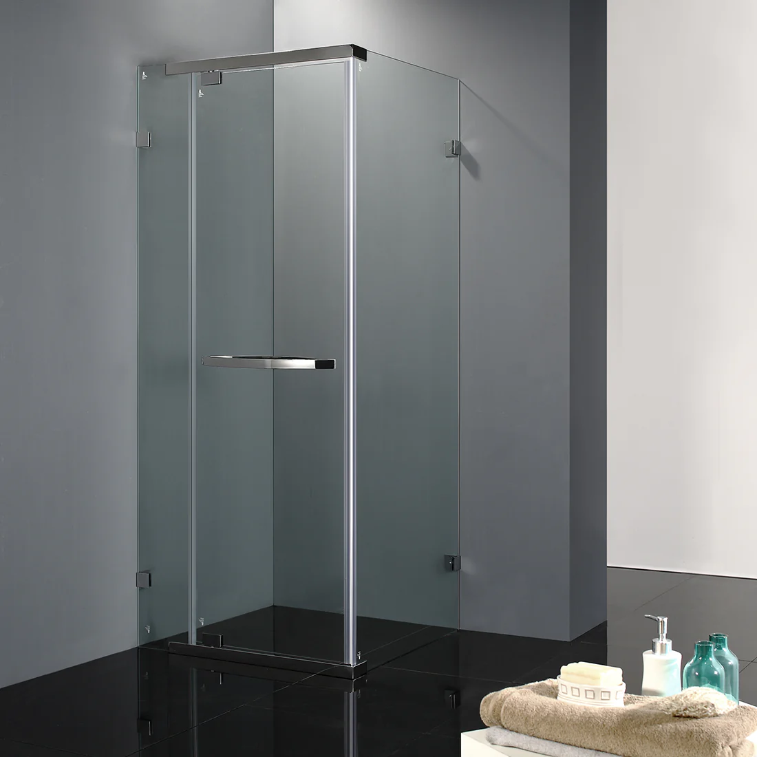 Frameless Shower Screen 900x900mm Square Chrome - Image 4