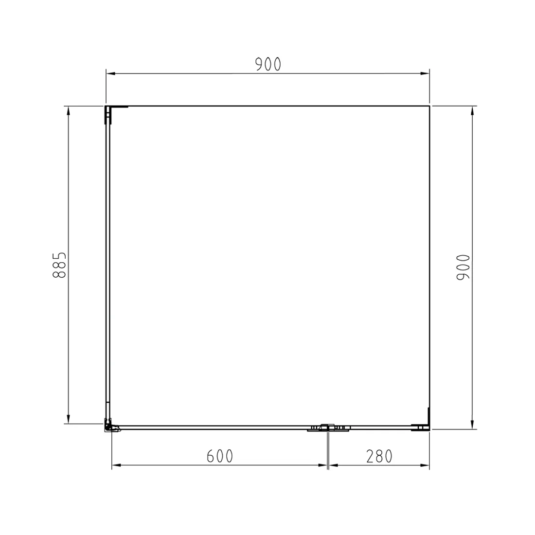 Frameless Shower Screen 900x900mm Square Chrome - Image 3