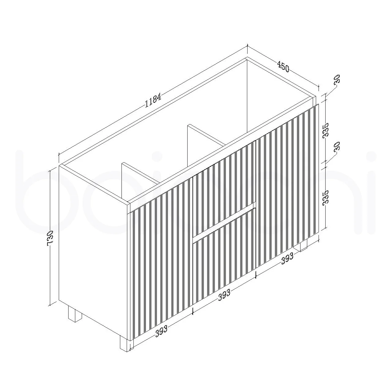 Baiachi Ivana Fluted 1200mm PVC Water Proof Bathroom Vanity Ceramic Basin - Image 3