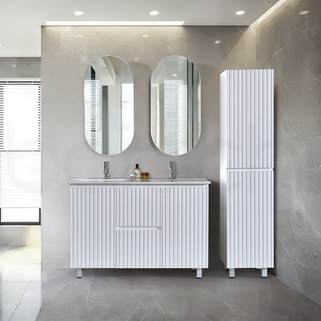 Baiachi Ivana Fluted 1200mm PVC Water Proof Bathroom Vanity Ceramic Basin - Image 4
