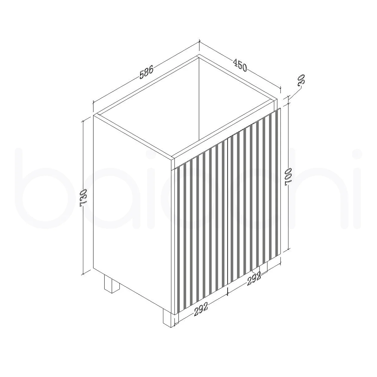 Baiachi Ivana Fluted 600mm PVC Water Proof Bathroom Vanity Ceramic Basin - Image 3