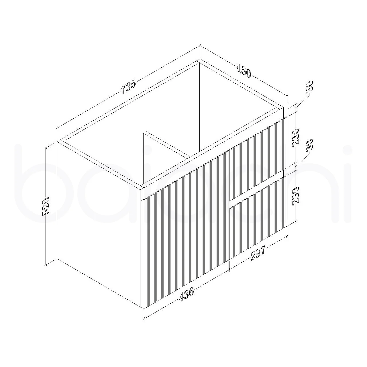 Baiachi Ivana Fluted 750mm PVC Water Proof Wall Hung Bathroom Vanity Left Drawers White Quartz Stone - Image 3