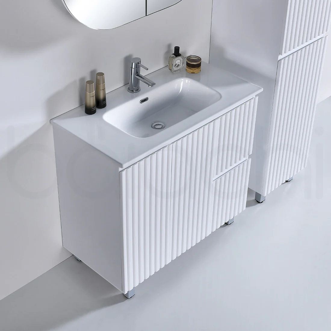 Baiachi Ivana Fluted 900mm PVC Water Proof Bathroom Vanity Right Drawers Cabinet - Image 4