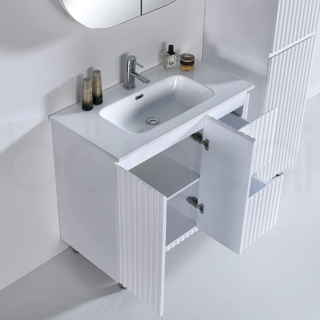 Baiachi Ivana Fluted 900mm PVC Water Proof Bathroom Vanity Right Drawers Cabinet - Image 5