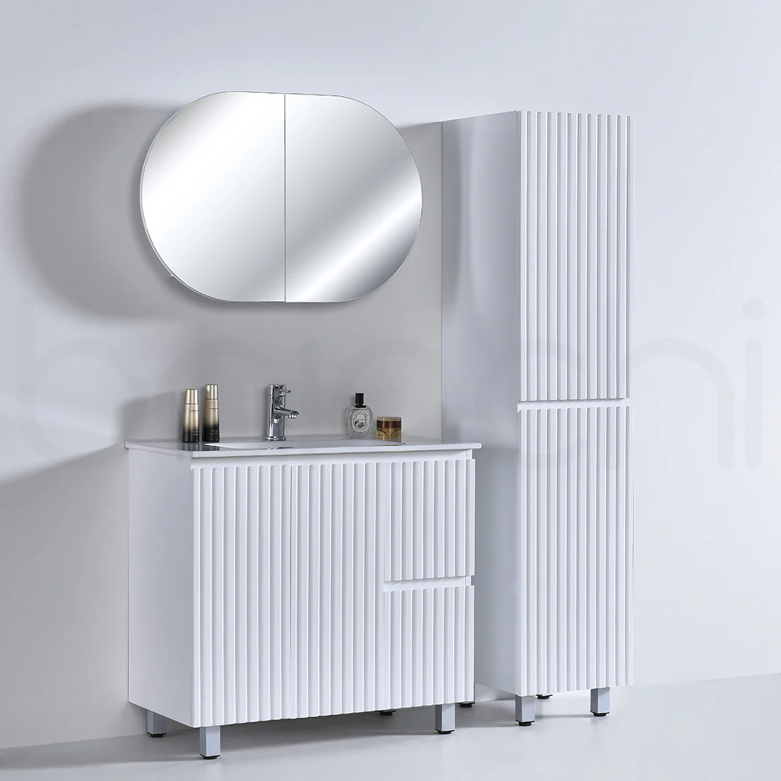 Baiachi Ivana Fluted 900mm PVC Water Proof Bathroom Vanity Right Drawers Cabinet - Image 6