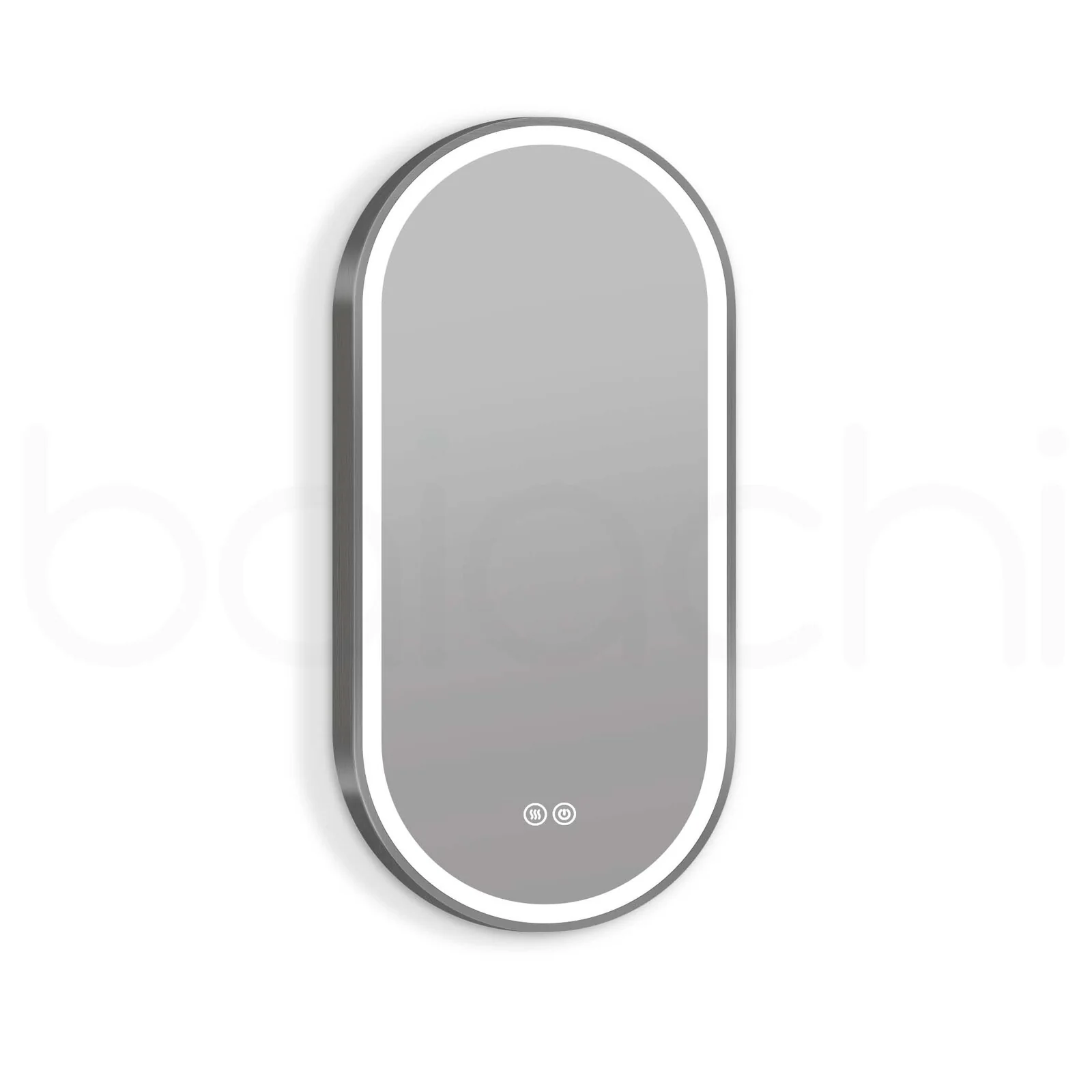 Baiachi LED Oval 450mmx900mm Frame Mirror Gun Metal - Image 2