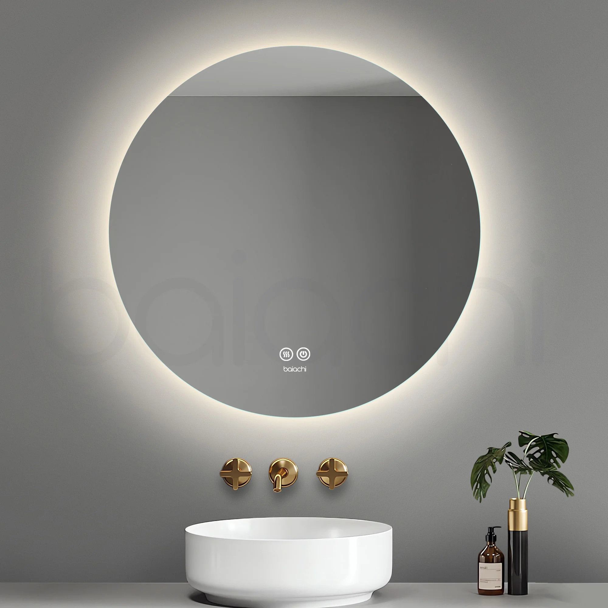 Baiachi LED Round 750mm Backlit Anti-Fog Mirror - Image 2