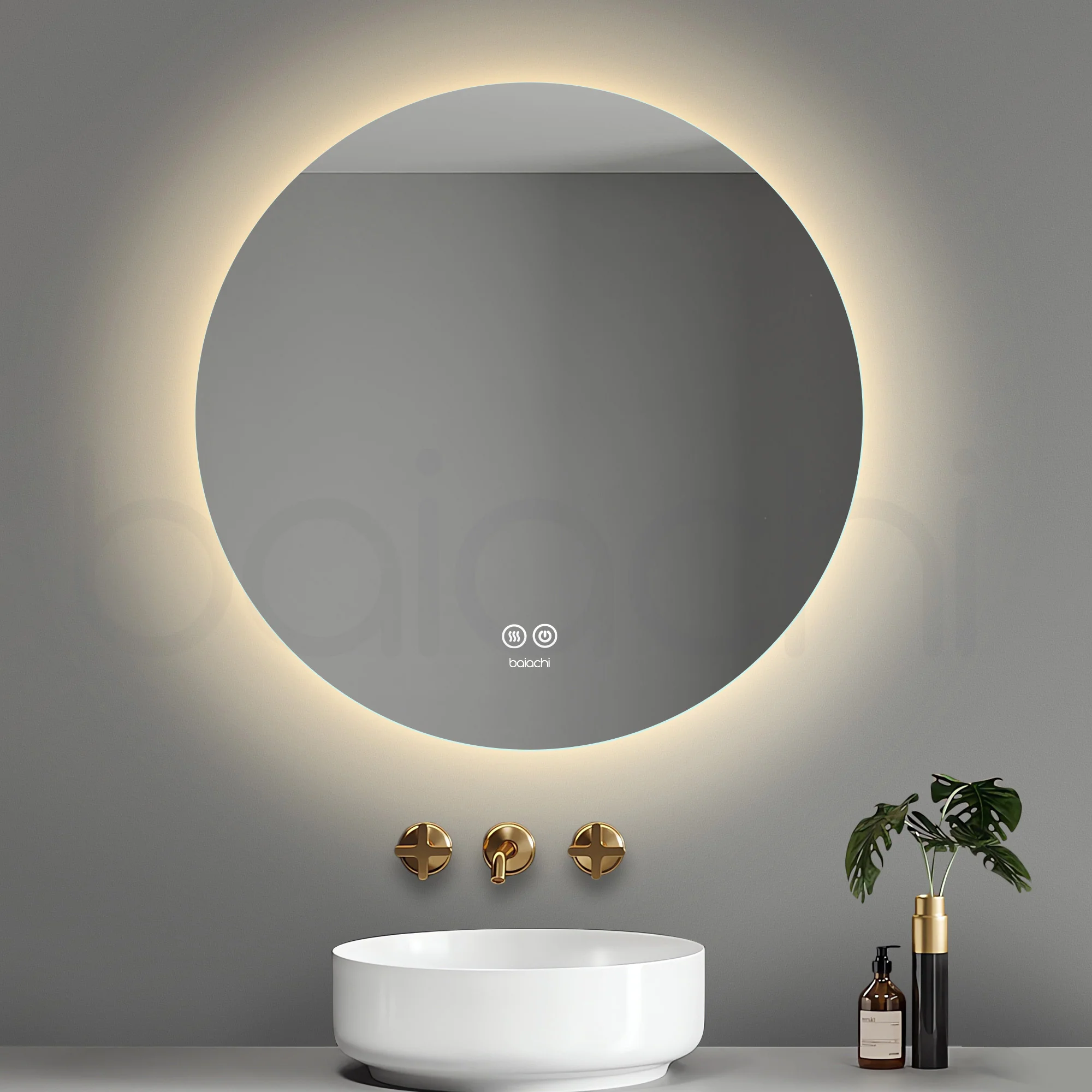 Baiachi LED Round 750mm Backlit Anti-Fog Mirror - Image 3