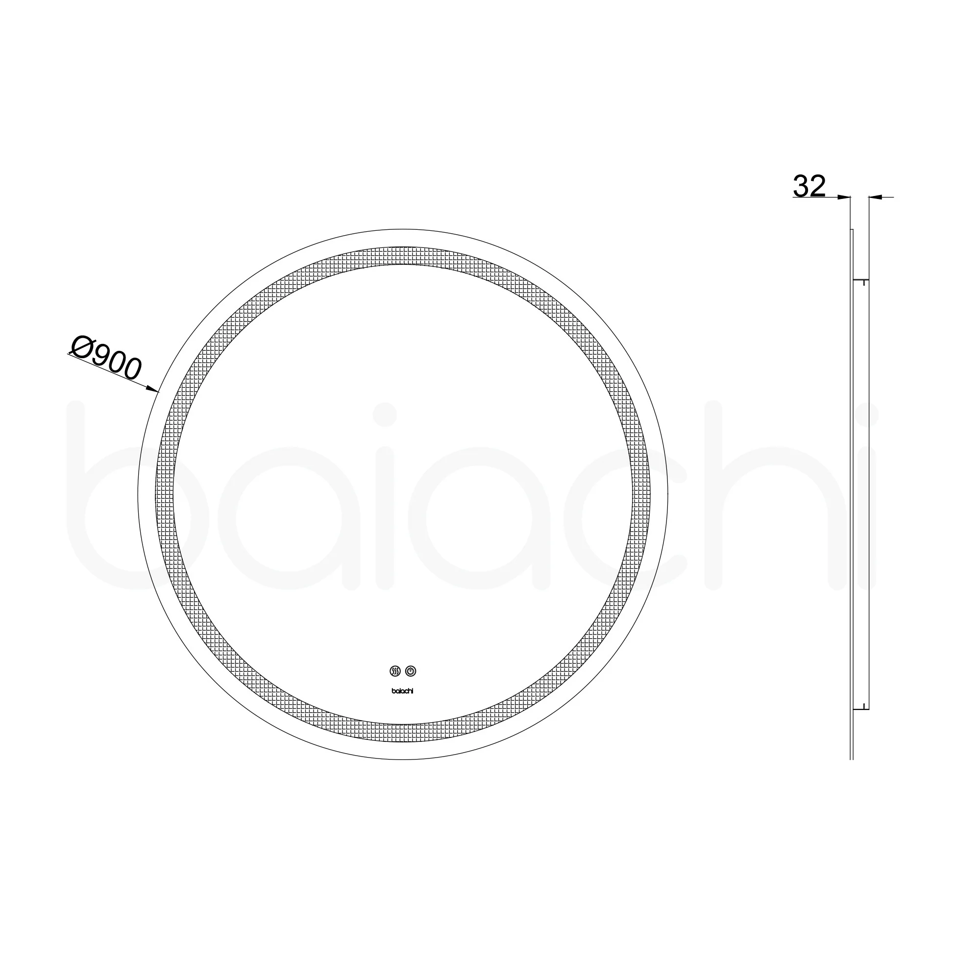 Baiachi Otus LED Round 900mm Frameless Mirror - Image 5