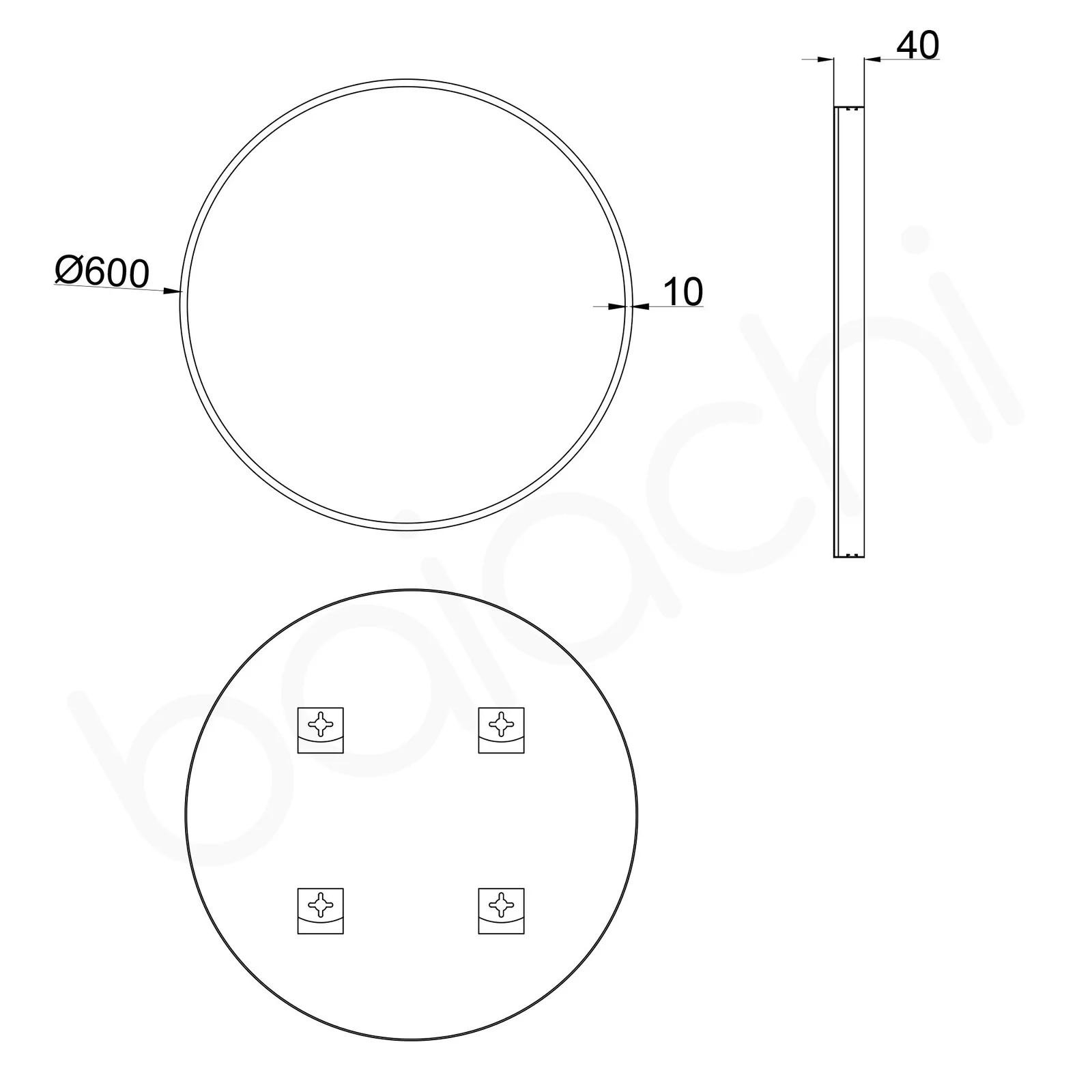 Baiachi Otus Round 600mm Frame Mirror Brushed Silver - Image 5