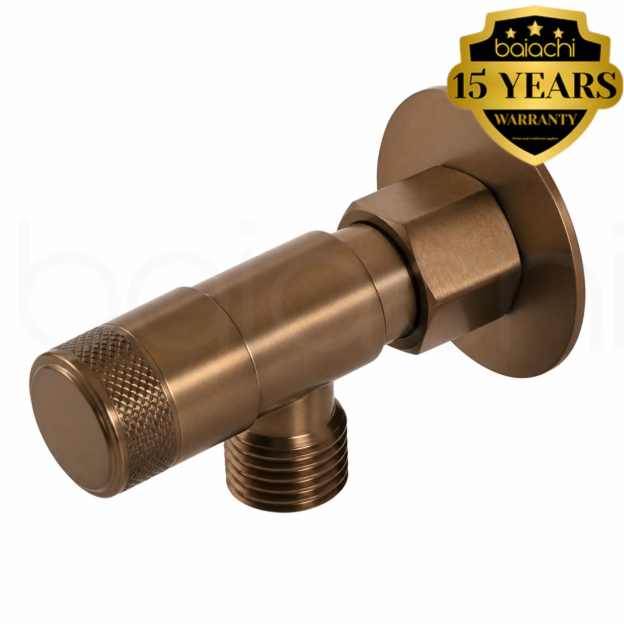 Baiachi Shattaf Loose Nut Mini Cistern Stop Stainless Steel Quarter Turn with Backflow Valve PVD Brushed Copper