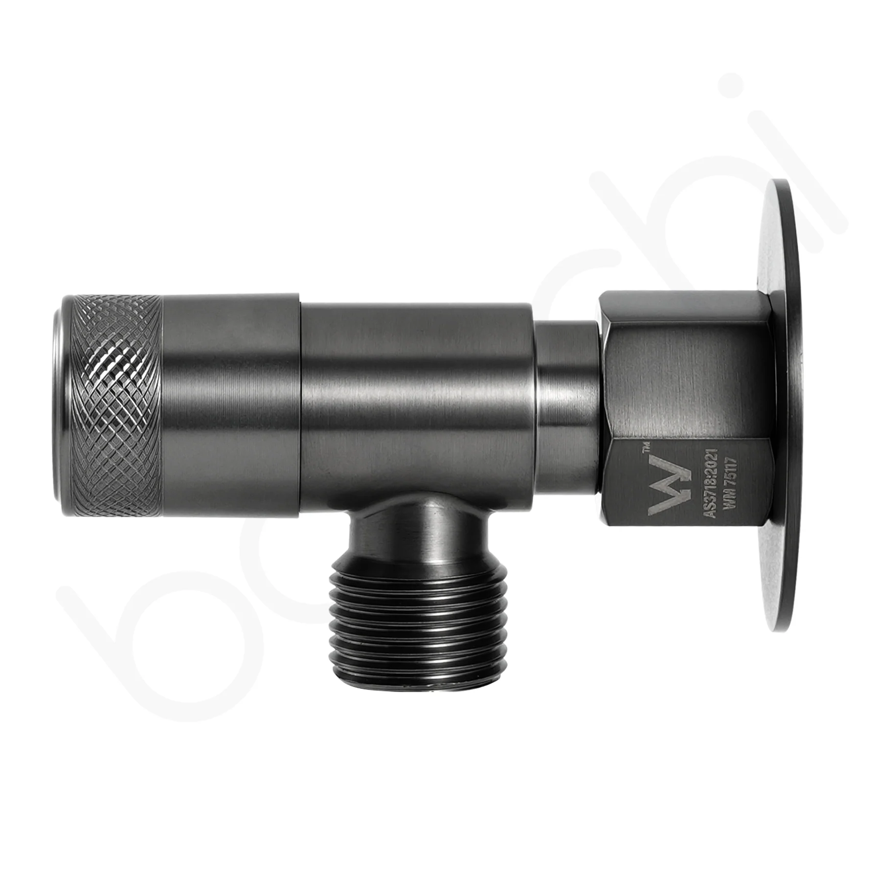 Baiachi Shattaf Loose Nut Mini Cistern Stop Stainless Steel Quarter Turn with Backflow Valve PVD Gun Metal - Image 2