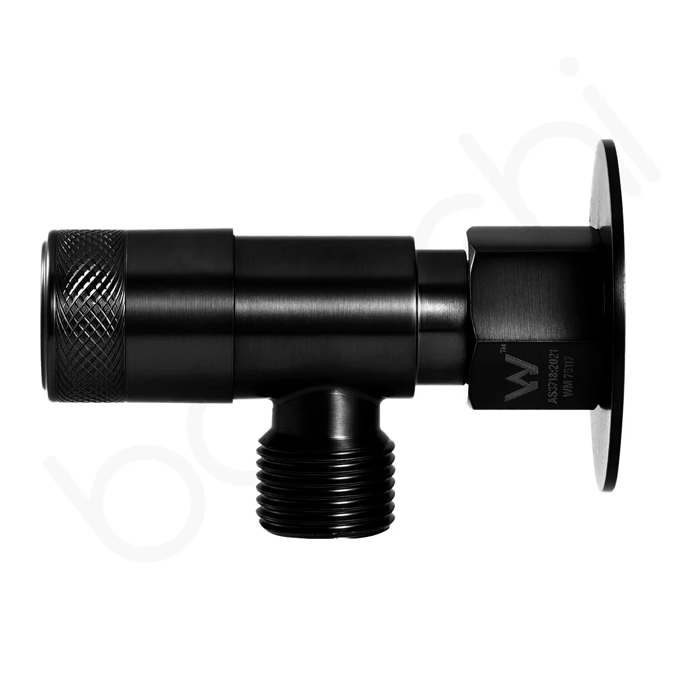 Baiachi Shattaf Loose Nut Mini Cistern Stop Stainless Steel Quarter Turn with Backflow Valve PVD Matte Black - Image 2