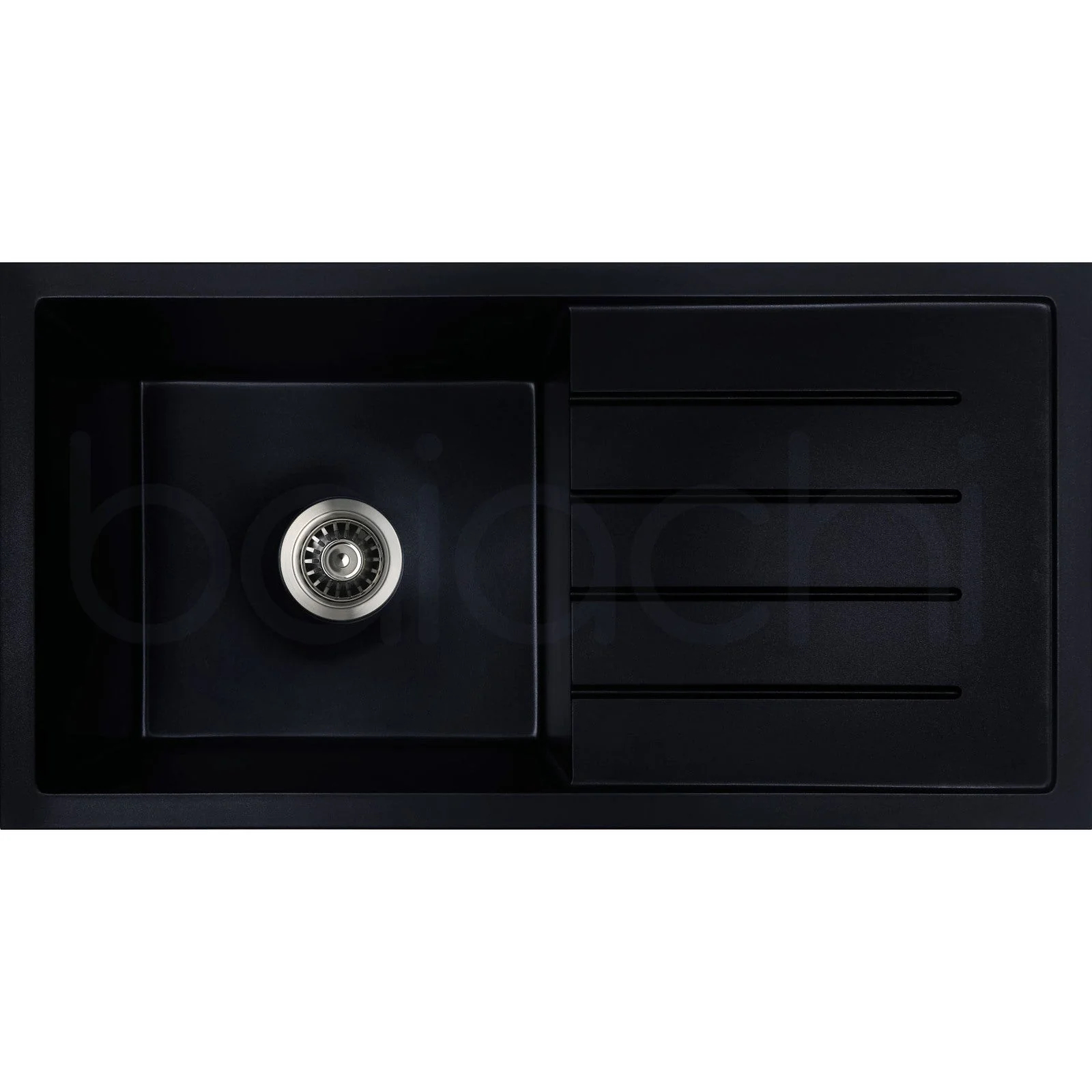 Baiachi 860 x 450 Single Bowl and Drainer Granite Kitchen Sink Black with Stainless Steel Waste - Image 10