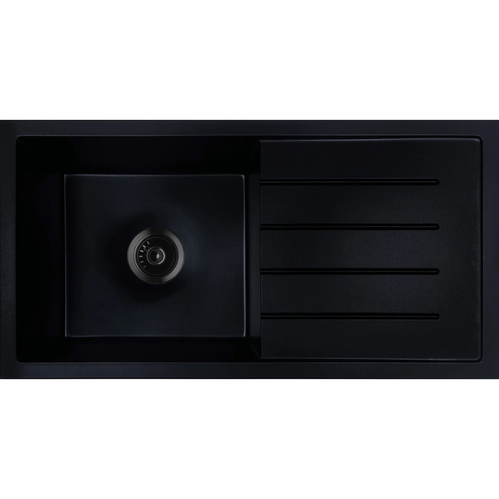 Baiachi 860 x 450 Single Bowl and Drainer Granite Kitchen Sink Black with Stainless Steel Waste - Image 8