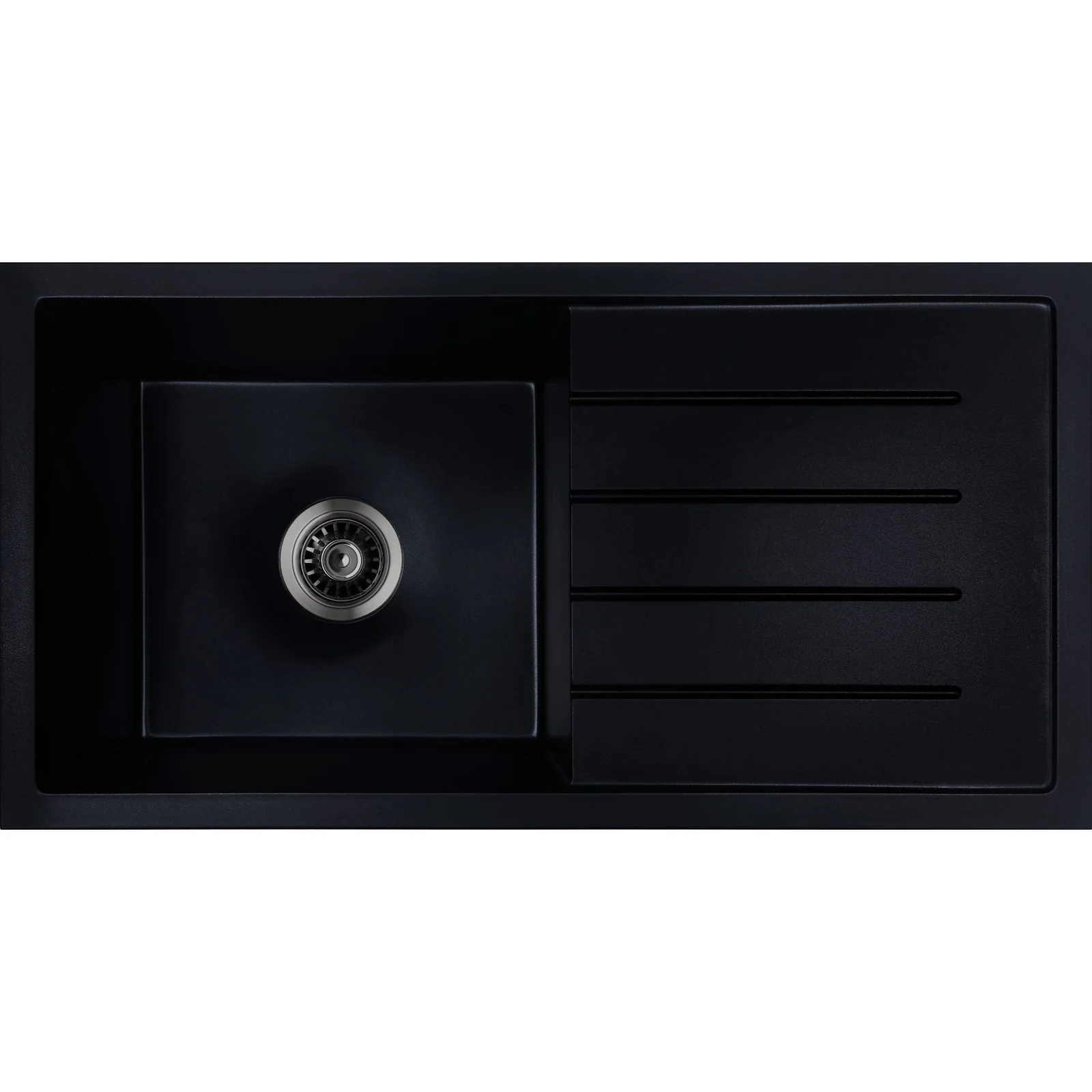 Baiachi 860 x 450 Single Bowl and Drainer Granite Kitchen Sink Black with Stainless Steel Waste - Image 9