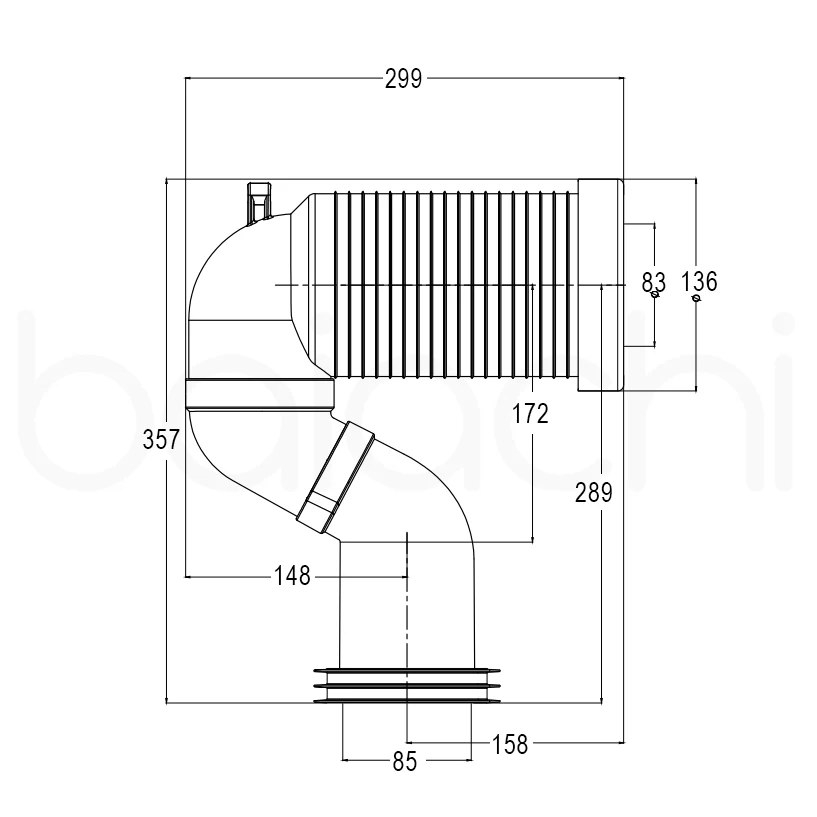 Baiachi Universal Pan Connector Extended Setout S trap connector - Image 2