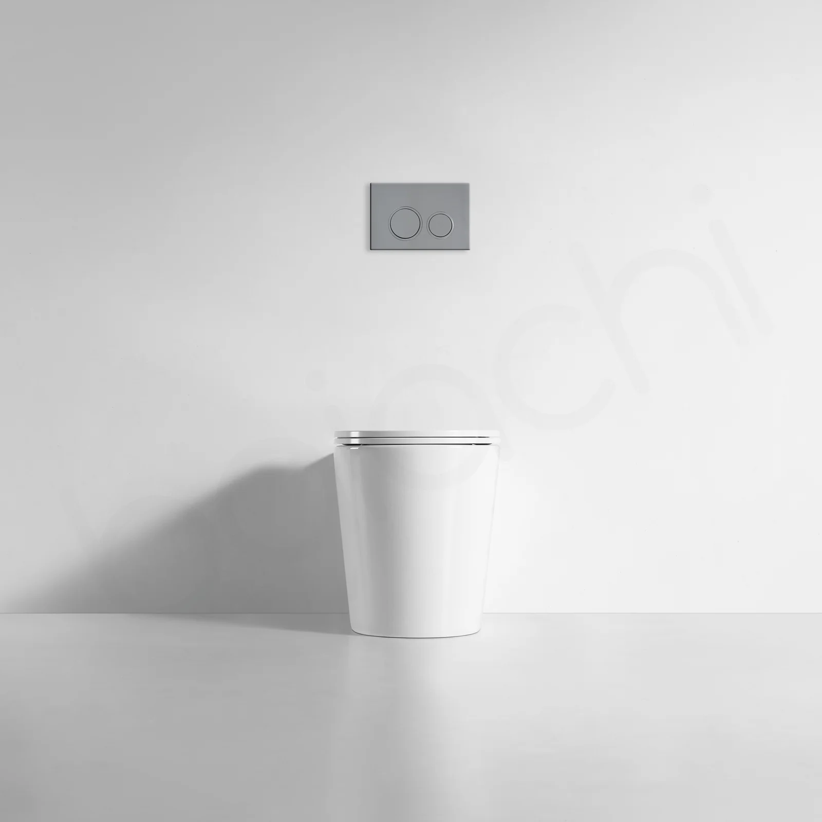 Ballina Rimless In Wall Toilet Suite with Round Brushed Nickel Flushing Buttons - Image 10