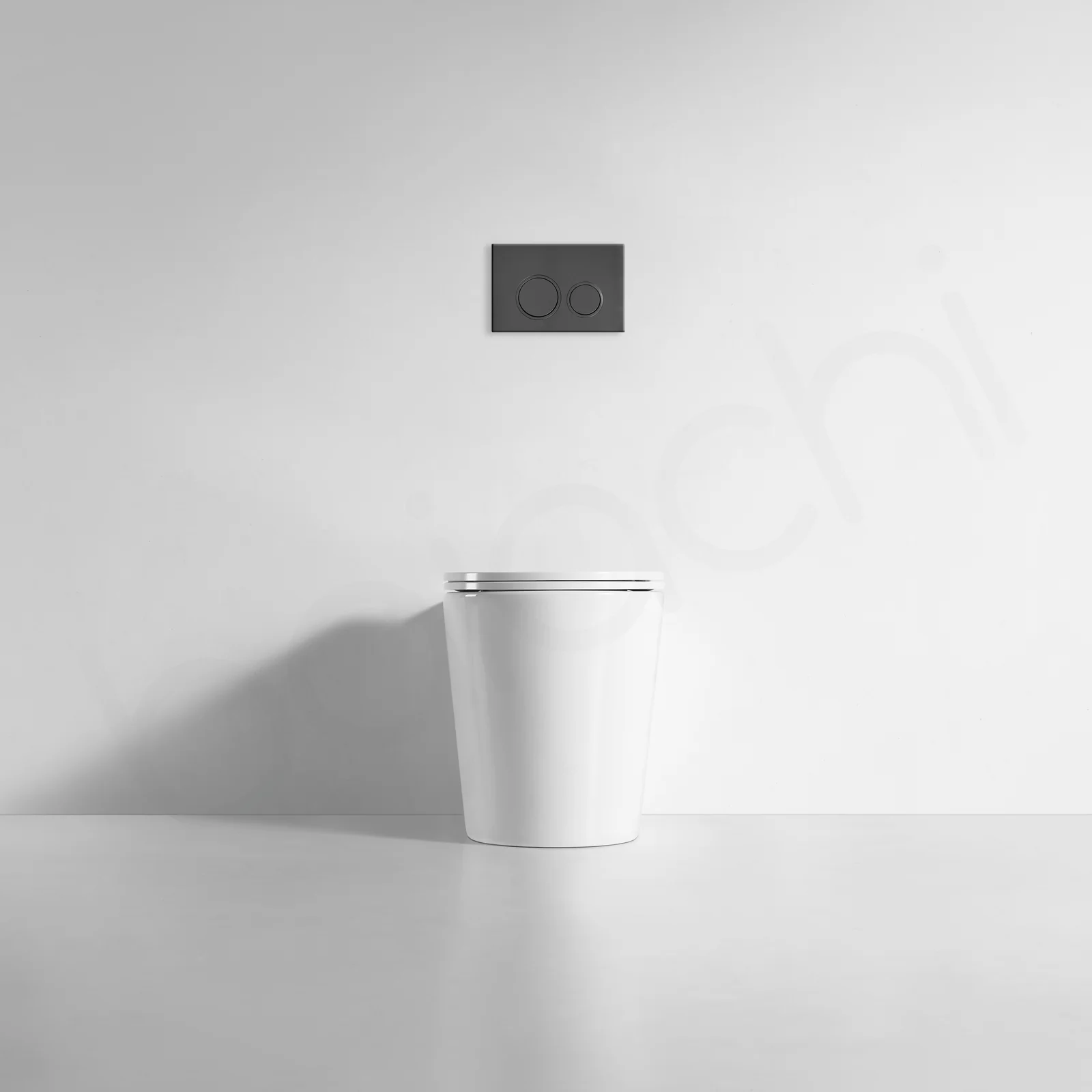 Ballina Rimless In Wall Toilet Suite with Round Gun Metal Flushing Buttons - Image 10