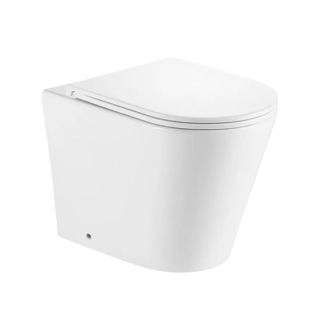 Ballina Rimless In Wall Toilet Suite with Round Matte Black Flushing Buttons - Image 5