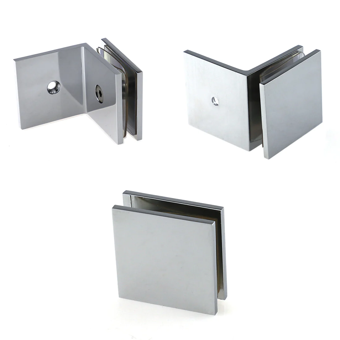 Bathroom Shower Screen Glass Wall Floor Brackets Clips Clamps Mount Brass Chrome - Image 8