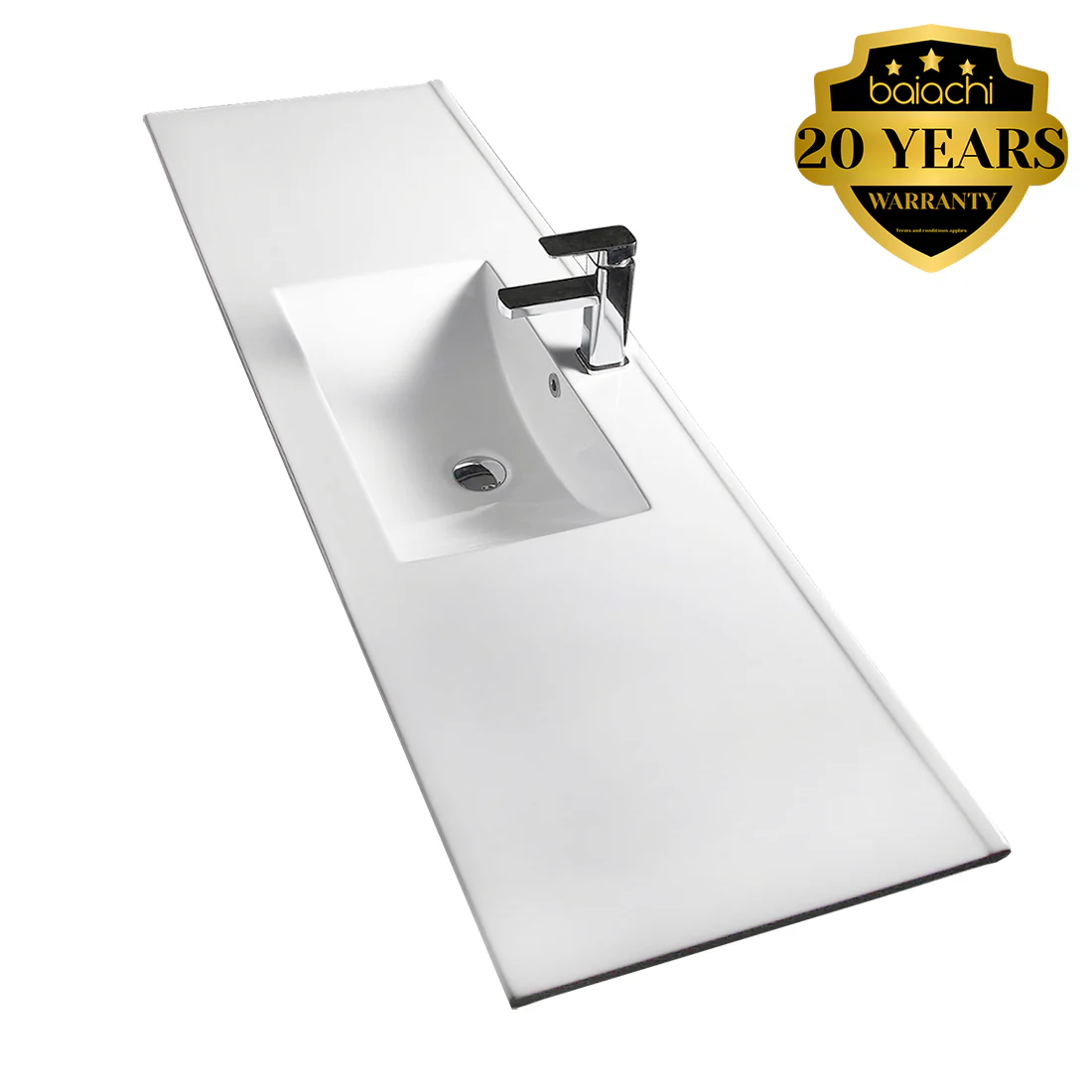 Bathroom Vanity Poly Marble Thin Edge Basin Sink Top Single White Gloss BA-150E